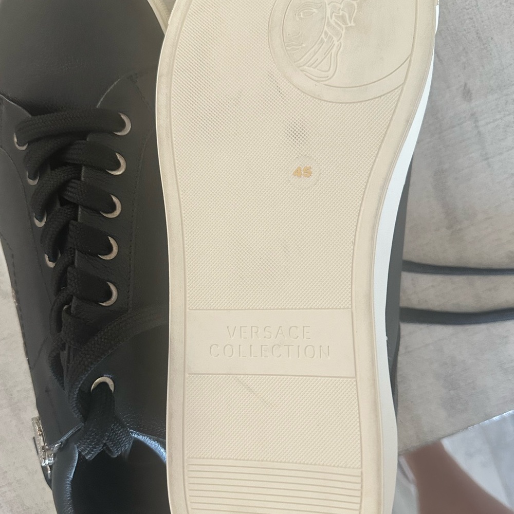 Authentic Versace Black Leather Sneakers with Silver Accents- NW - Picture 8 of 10